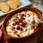 Cranberry Cheese Dip in a bowl with crackers and vegetables