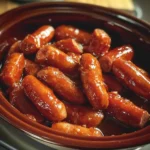 Easy Crock Pot Mississippi Lit'l Smokies in a slow cooker with parsley garnish