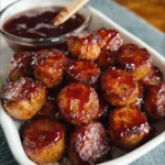 Easy BBQ Sausage Bites Recipe 4 Easy BBQ sausage bites with a sticky, caramelized glaze