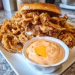 Finished garlic sriracha aioli in a small bowl with a spoon