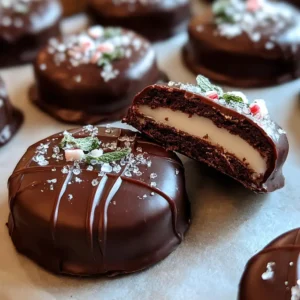 Homemade peppermint patties dipped in chocolate on a tray