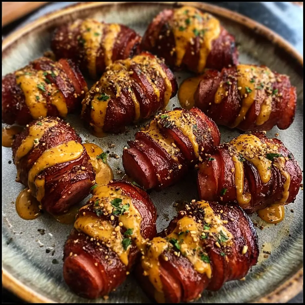Mustard Hasselback Kielbasa Bites Recipe