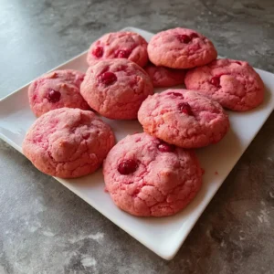 soft Pink Cherry Cookies with chopped maraschino cherries