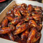 Coca Cola Chicken Wings on a serving platter garnished with green onions and sesame seeds