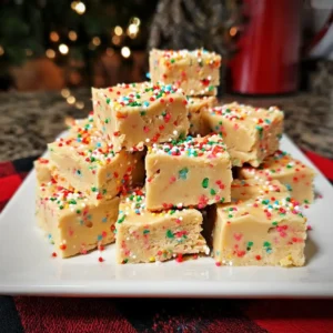 Sugar cookie fudge cut into bite-sized squares