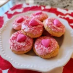 Valentine Pink Kiss Cookies 4 Valentine Pink Kiss Cookies arranged on a decorative platter