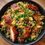 Bang Bang Fried Rice with chicken and vegetables served on a plate