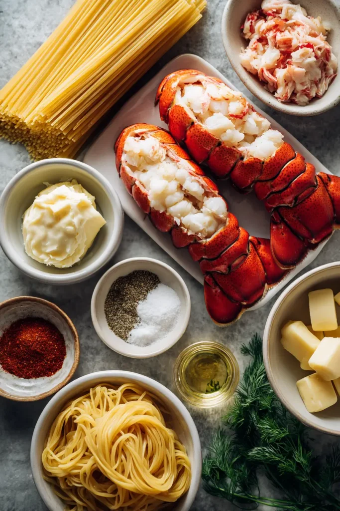 Fresh ingredients for Cajun Seafood Alfredo