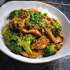 Chinese Chicken and Broccoli served over white rice
