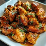 Cowboy Butter Chicken Bites Recipe – Juicy, Buttery, and Flavorful 4 Cowboy Butter Chicken Bites on a skillet