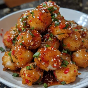 Golden crispy shrimp balls served with sweet chili sauce