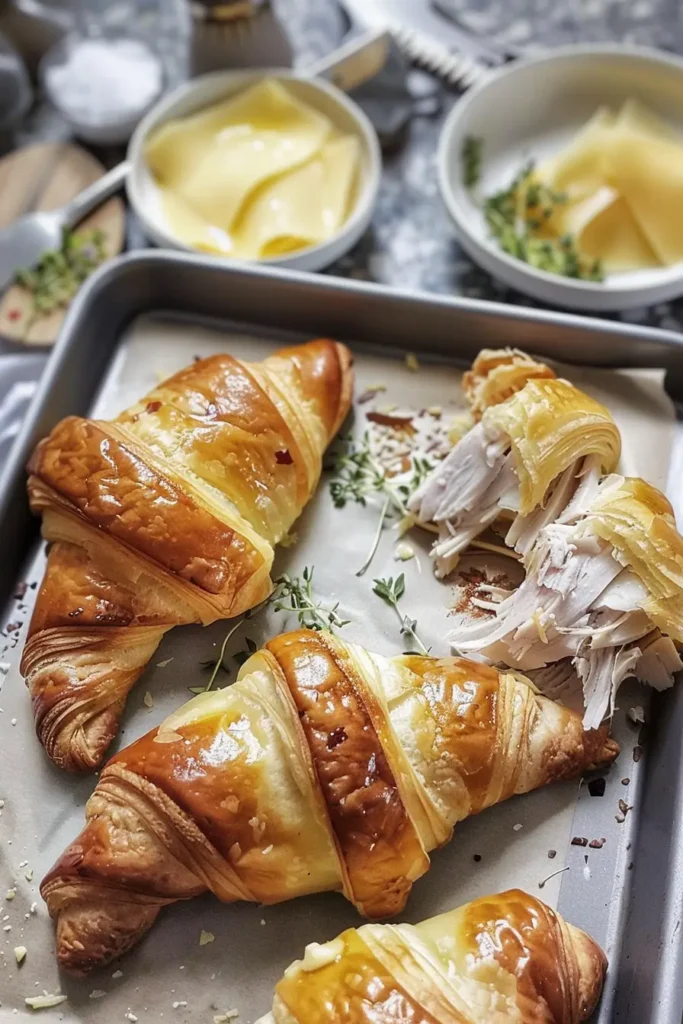 Buttery Garlic Baked Croissants with Turkey & Havarti – Easy Savory Breakfast 5 Serving garlic croissants on a plate