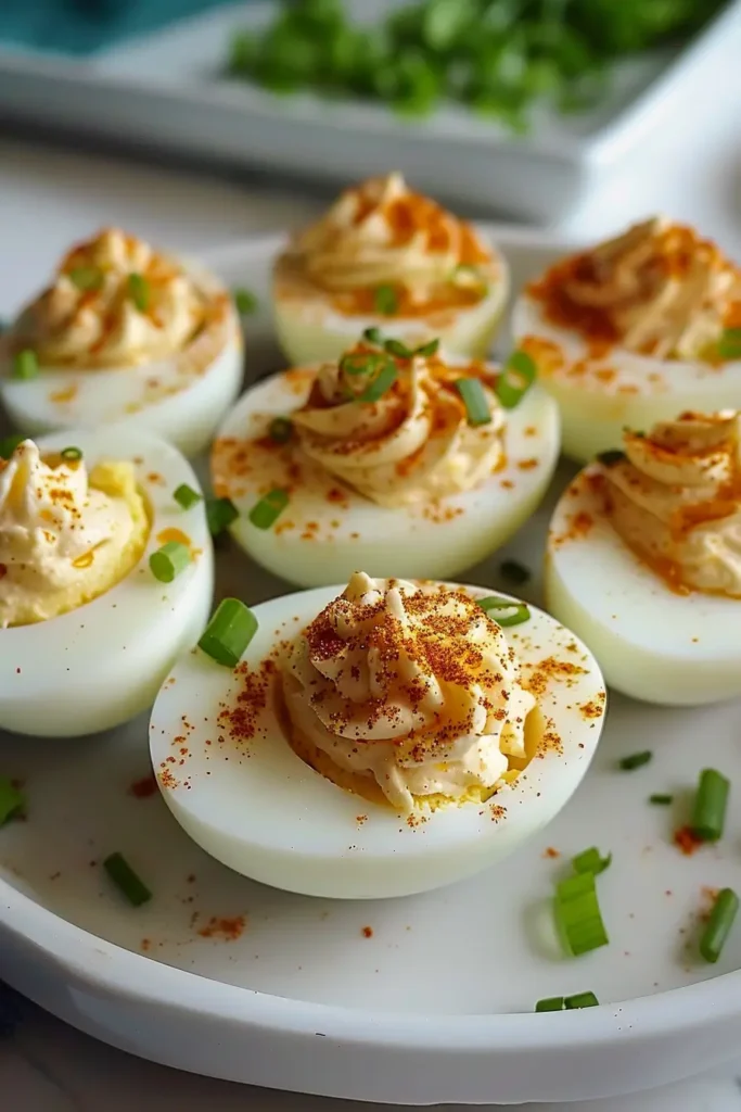 Million Dollar Deviled Eggs served on a party platter