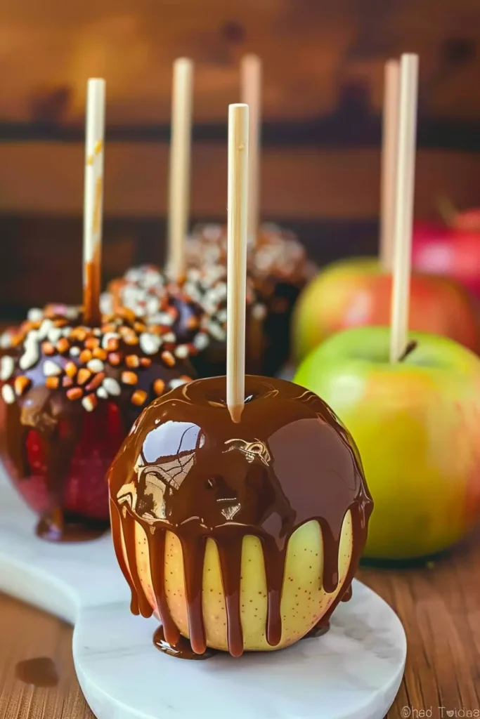 Served Easy Caramel Apples on plate