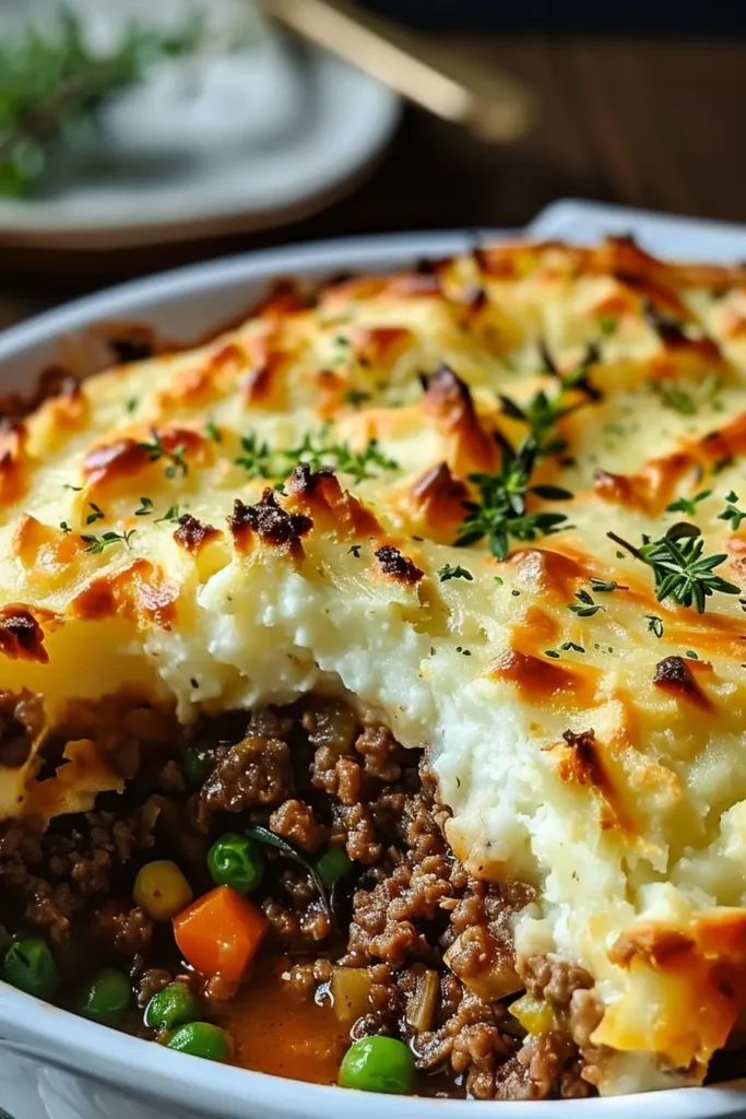 Easy Shepherd's Pie Casserole – Comforting Weeknight Dinner 4 Easy Shepherd's Pie Casserole served on plates