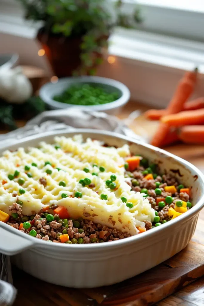 Easy Shepherd's Pie Casserole – Comforting Weeknight Dinner 5 Layering meat and vegetables for Shepherd's Pie Casserole