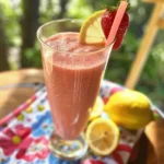 Frozen strawberry lemonade healthy in a glass