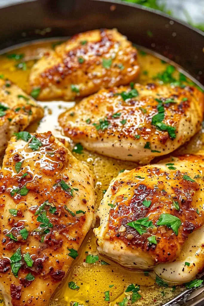 Garlic Butter Chicken served on a plate with vegetables