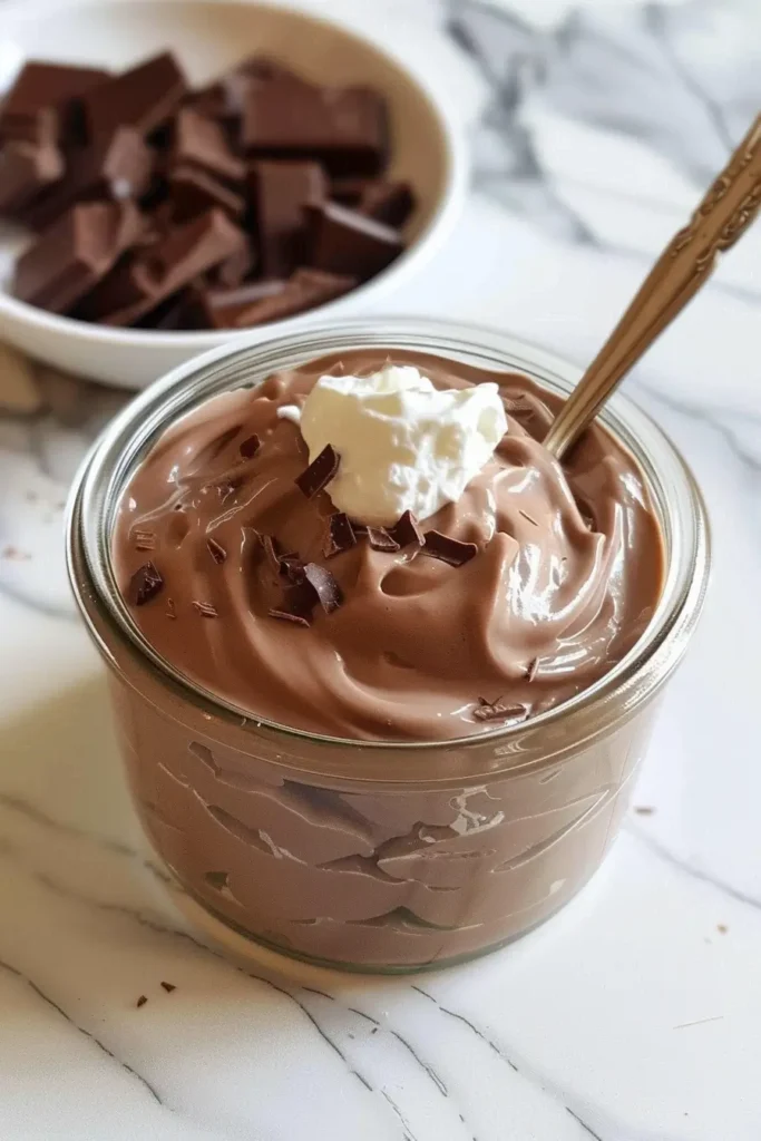 Served Greek Yogurt Chocolate Mousse dessert