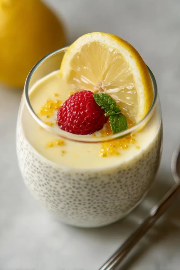Lemon Cream Chia Pudding: Bright, Cozy, and Easy Homemade Recipe 6 Served Lemon Cream Chia Pudding topped with berries