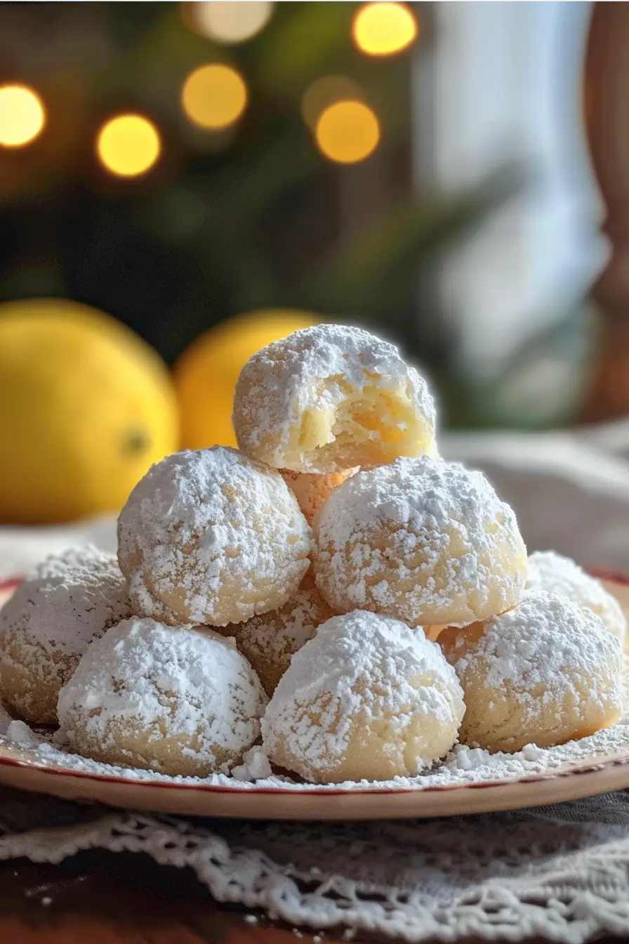 Lemon Cream Snowball Cookies served
