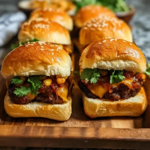 Mini Burgers for Game Day with cheese and fresh toppings on a platter
