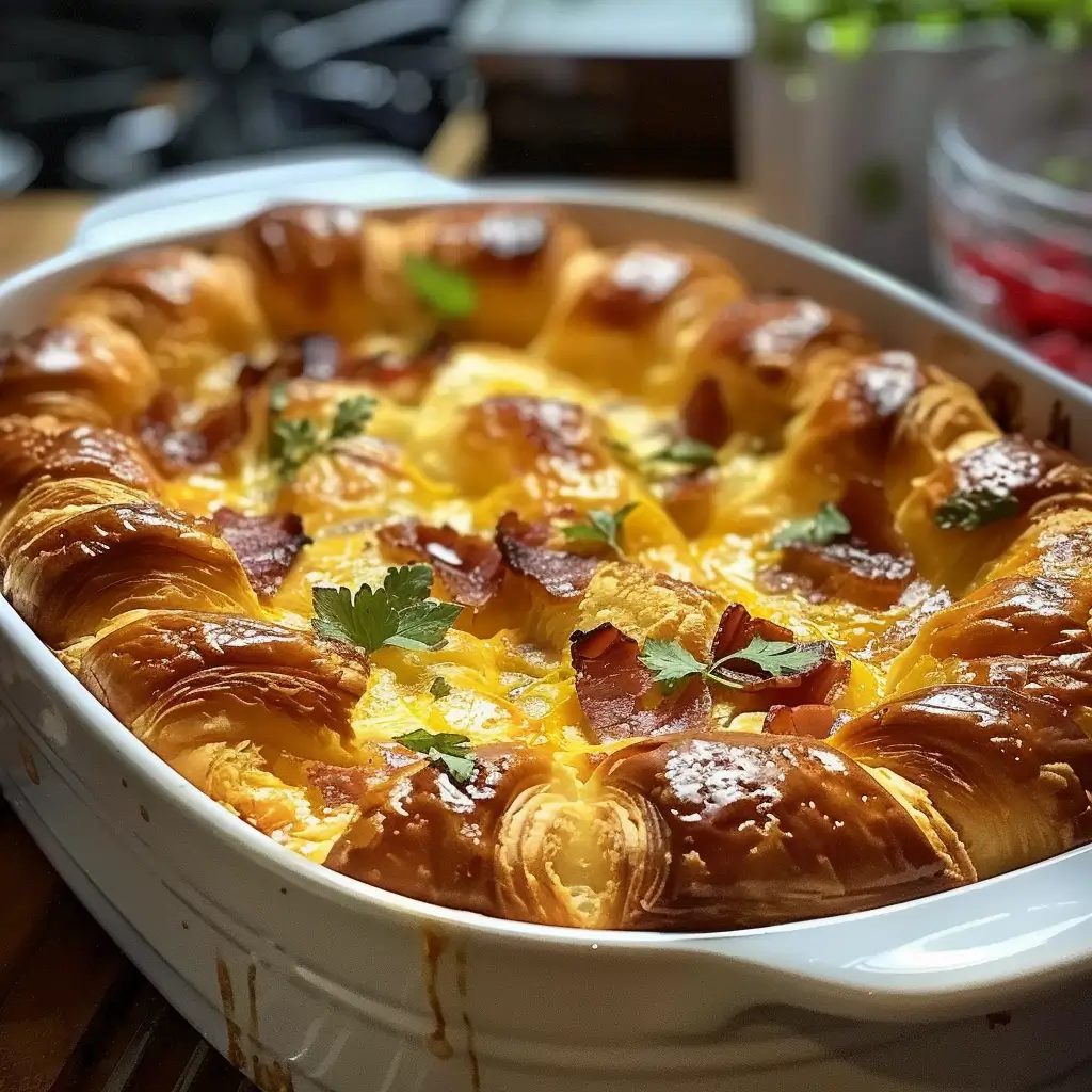 Overnight Croissant Breakfast Casserole for Easy Mornings