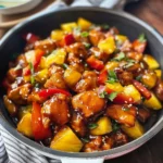 Sweet and savory pineapple chicken served over rice