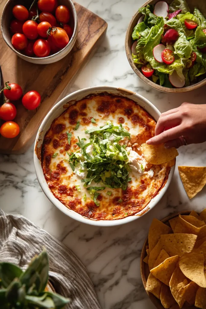 Layering cream cheese and sauce for pizza dip