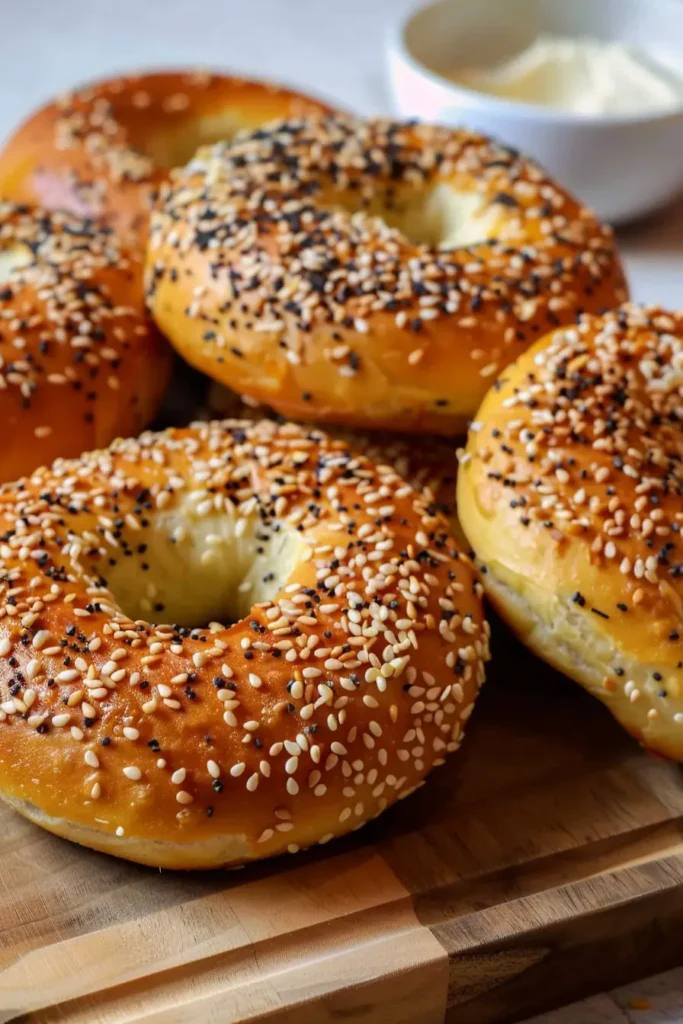 Protein bagels sliced