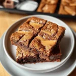 Biscoff Blondies baked golden and sliced into squares
