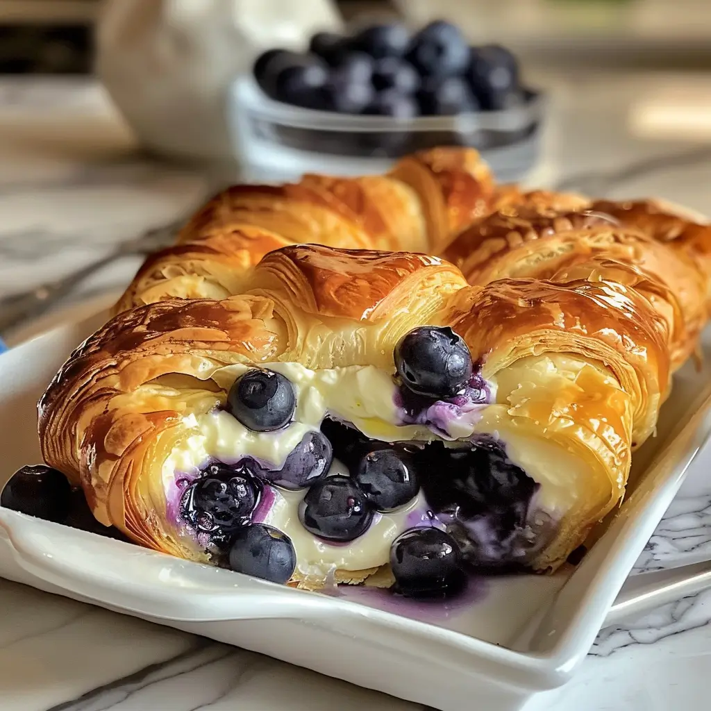 Blueberry Cream Cheese Croissant Casserole – Cozy, Sweet Breakfast Favorite