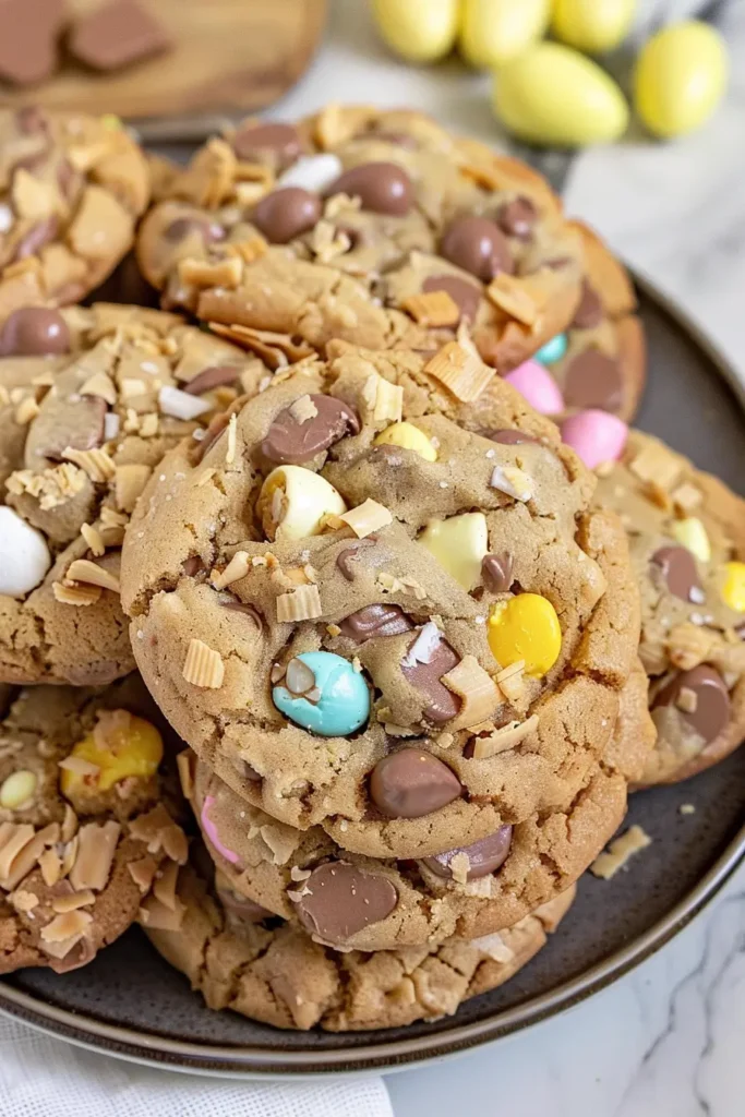 Served Cadbury Egg Cookies with milk