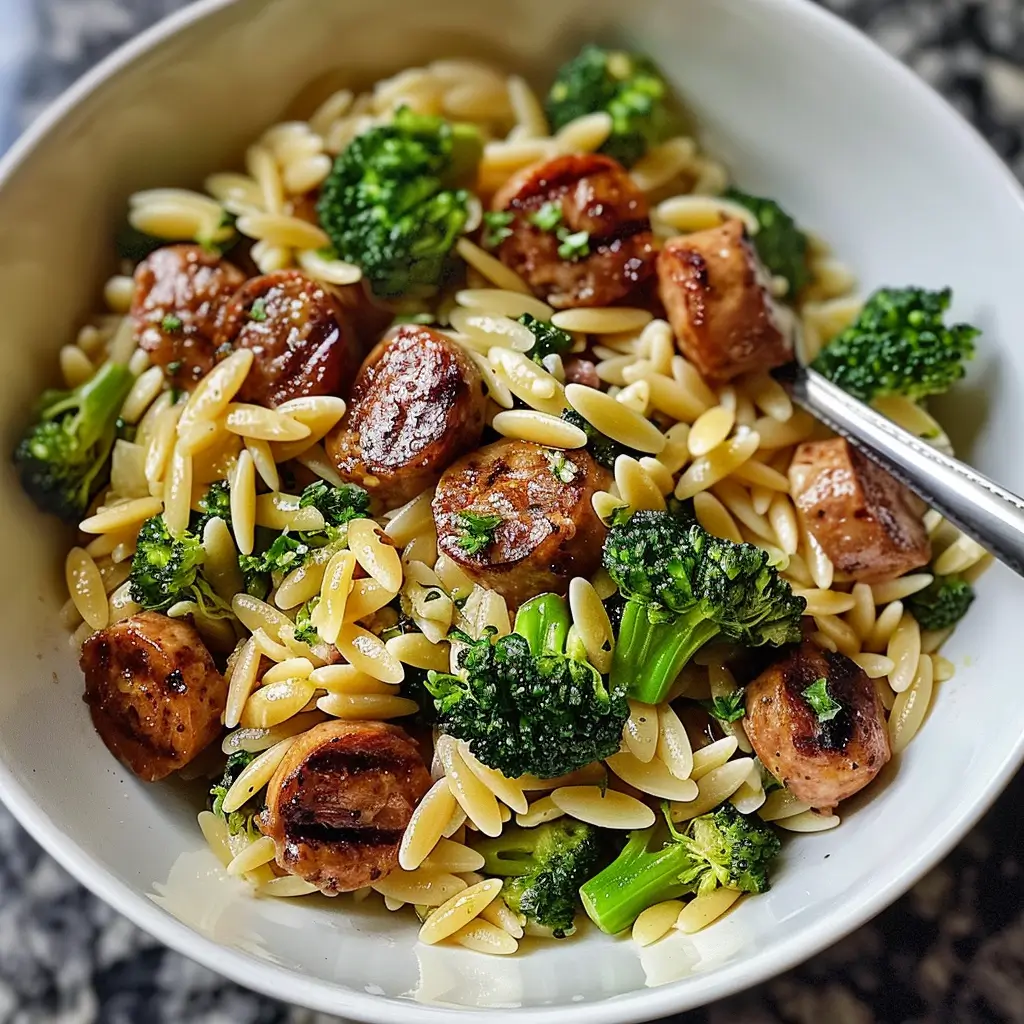 Chicken Sausage and Broccoli Orzo That Makes Weeknight Dinners Easy