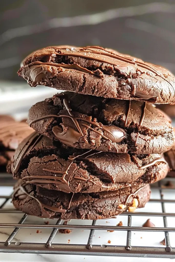 Condensed milk chocolate cookies served on a plate with a glass of milk