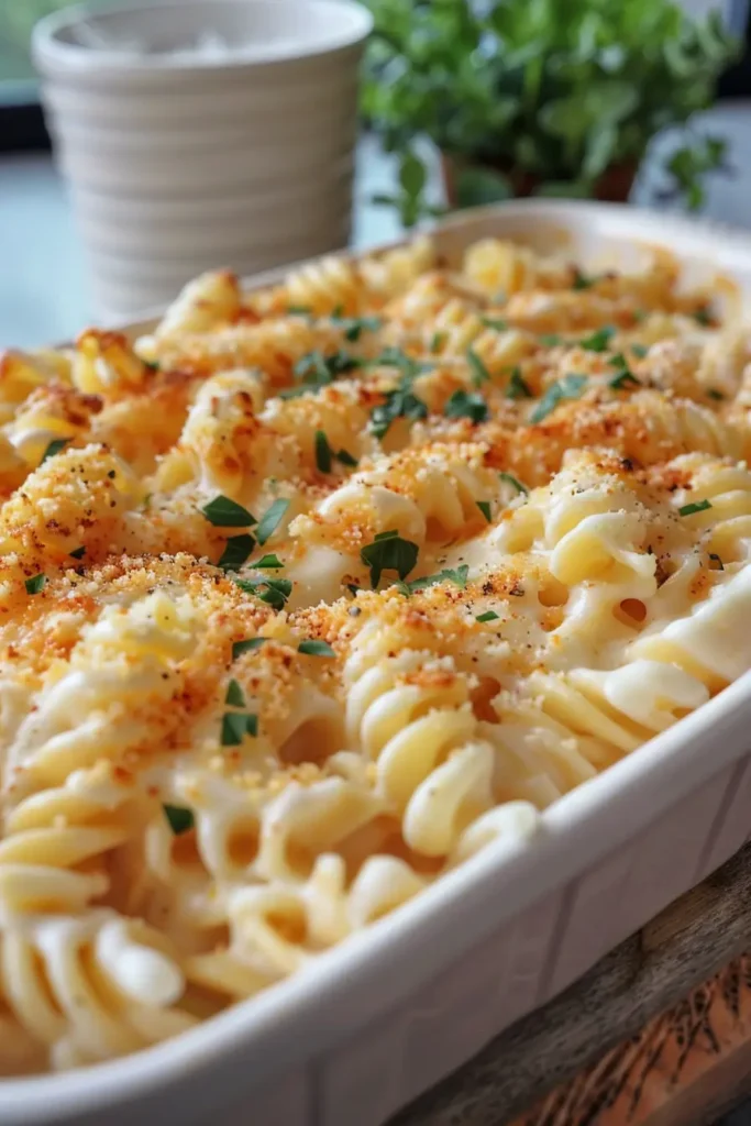 Cottage Cheese Pasta Sauce served in a bowl with pasta