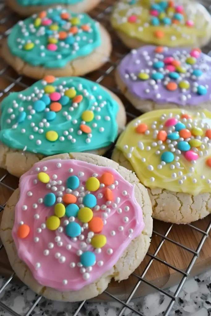 Easter Sugar Cookies arranged on a festive serving tray
