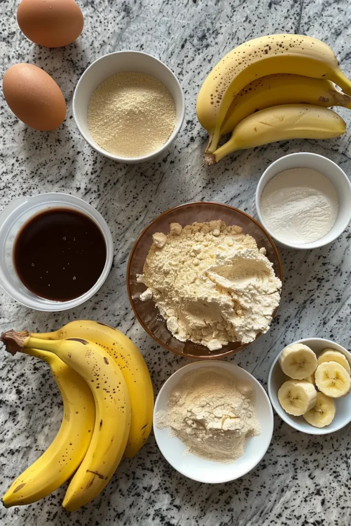 Ingredients for high protein banana bread