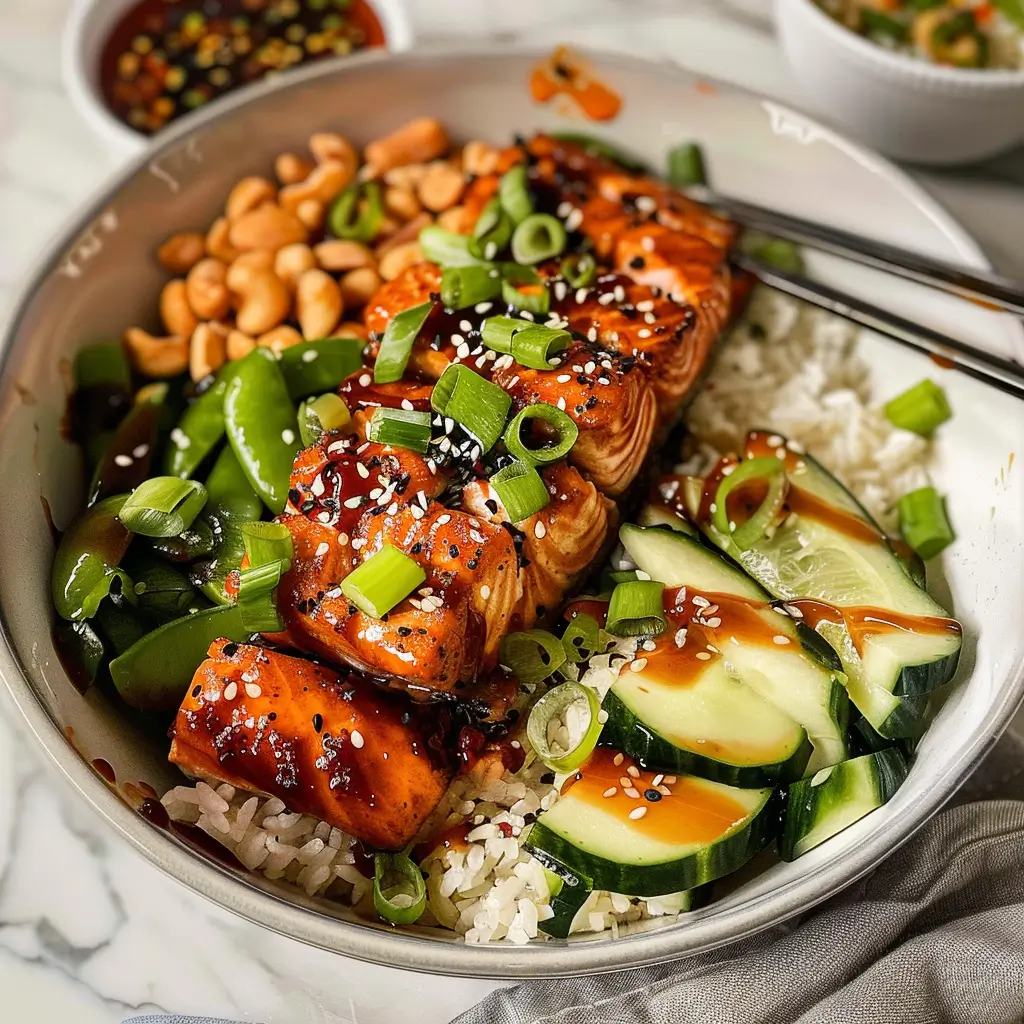 Honey Sriracha Salmon Bowls – Sweet, Spicy & Delicious