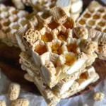 Honeycomb Marshmallow Treats – Sweet, Crunchy, and Fun to Make 3 Homemade Honeycomb Marshmallow Treats stacked on a plate