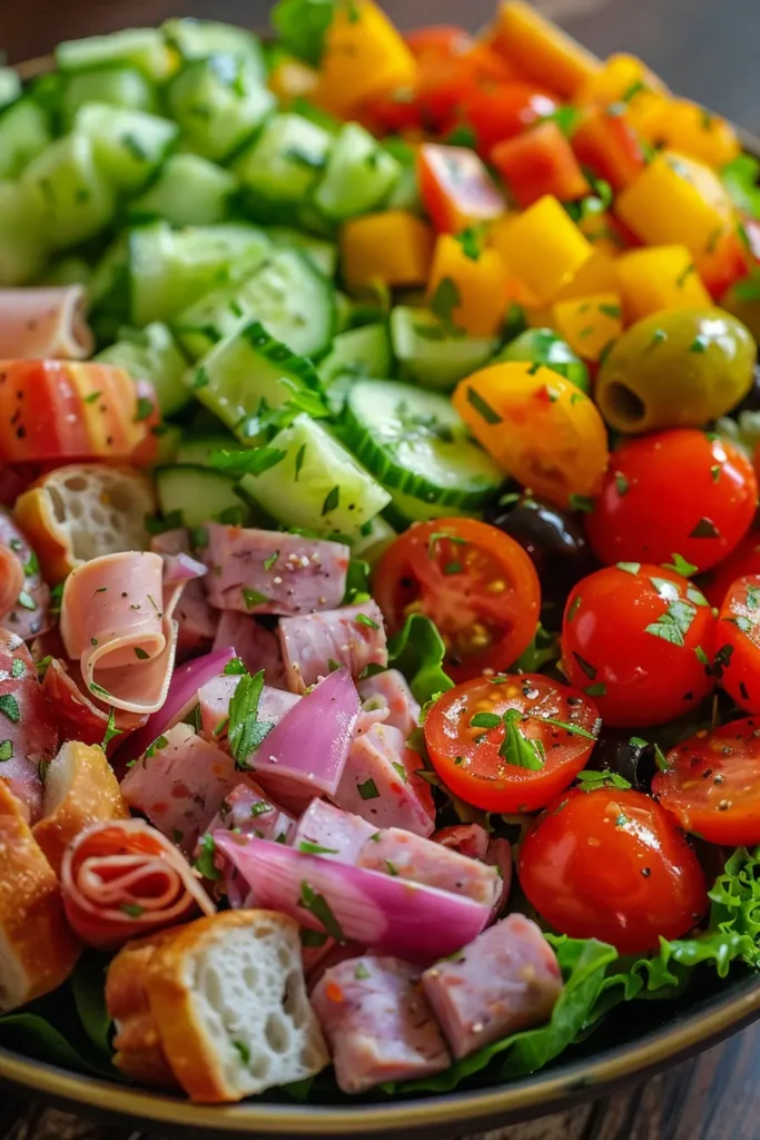 Italian Sub Salad Recipe That’s Fresh, Easy, and Family-Favorite 6 Italian Sub Salad served on a table