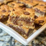 Knock You Naked Bars Recipe with gooey caramel and chocolate