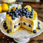 Lemon Blueberry Cake with lemon glaze