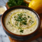 Lemon garlic cream sauce served over pasta