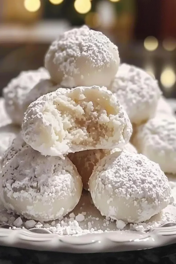 Milk Snowball Cookies on serving plate