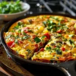 Oven-Baked Veggie Frittata served with herbs
