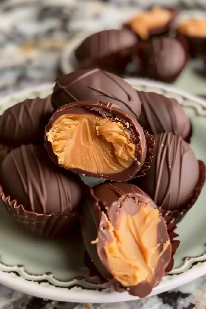 Serving Peanut Butter Eggs on a plate