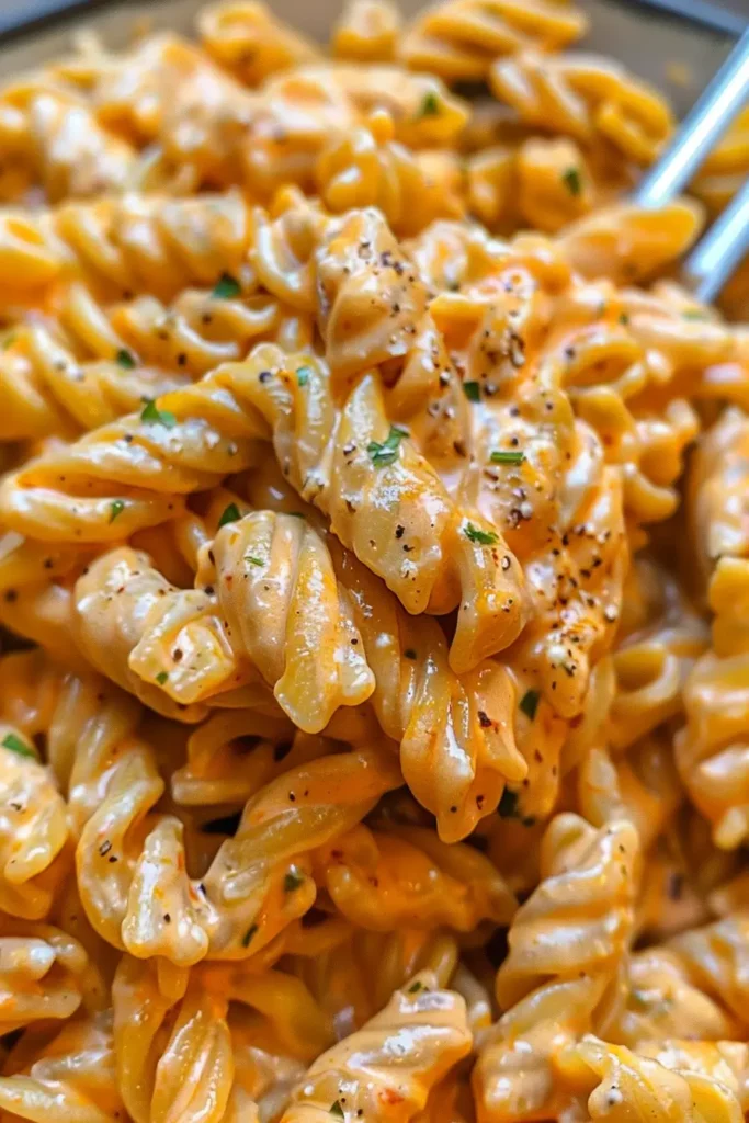 Creamy Radiatore Pasta plated with fresh herbs