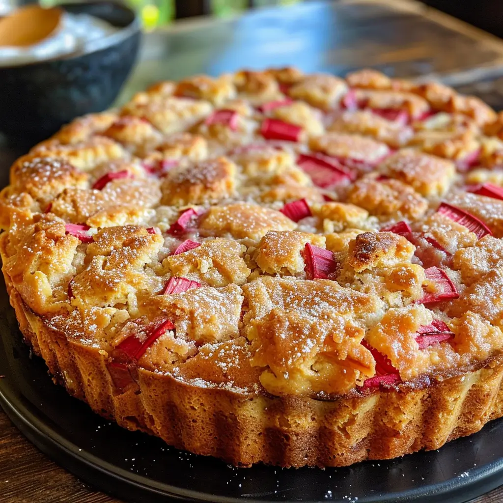 Rhubarb Cake with Butter Sauce – Sweet, Tangy, and Comforting