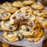 Softbatch Cream Cheese Chocolate Chip Cookies – Bakery-Style Soft Perfection at Home 4 Softbatch Cream Cheese Chocolate Chip Cookies stacked on a plate